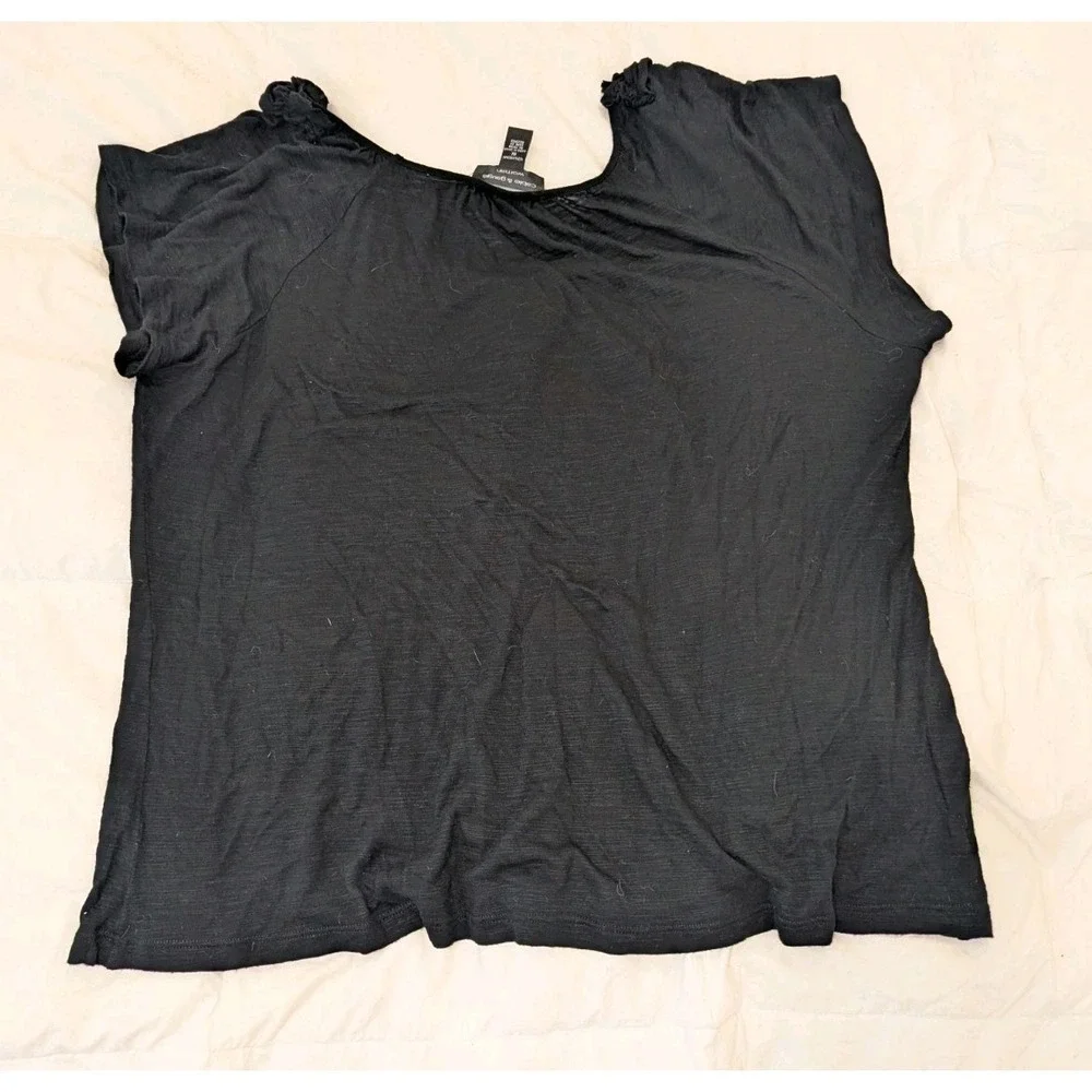 Boho Goth Fairy Grunge Sheer Black Ruffle Top Cottagecore Witch Cable & Gauge 1X